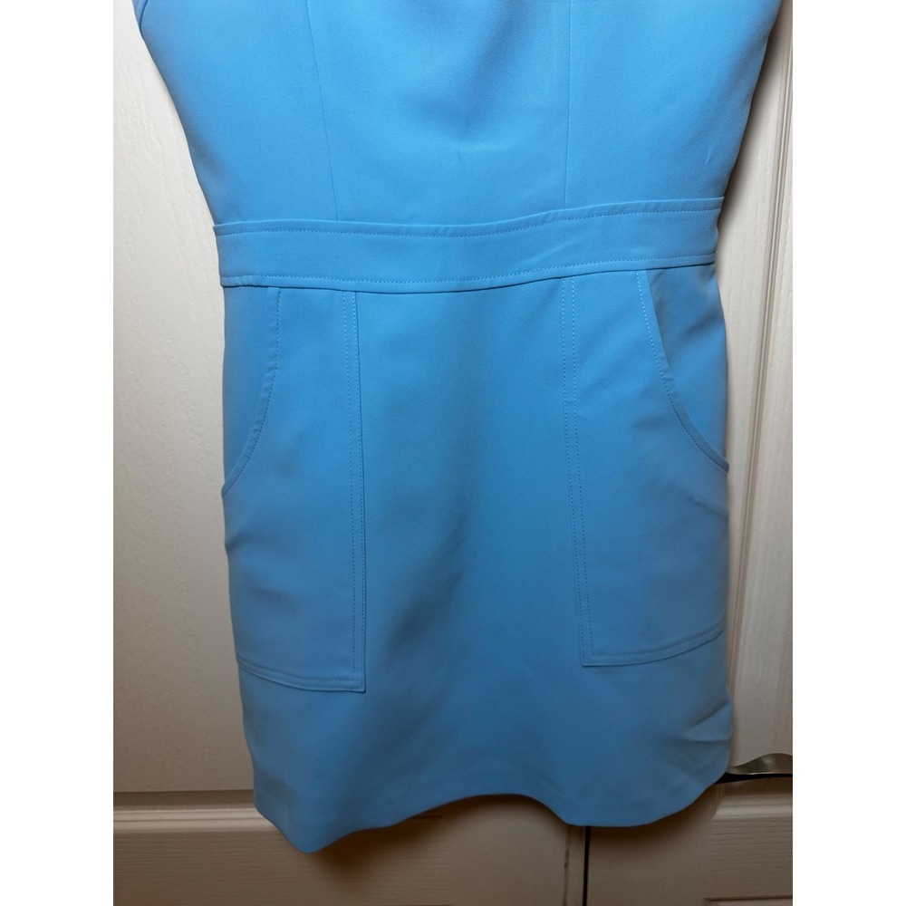 Amanda Uprichard Ace Blue Sleeveless Mini Dress Square Neck A-Line Cocktail - Picture 5 of 7